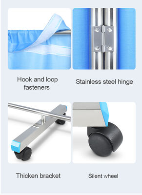 Portable Hospital Stainless Steel Optional Color 3-Folding Bed Screen